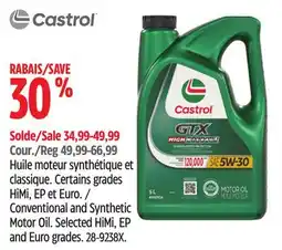 Canadian Tire Castrol Conventional and Synthetic Motor Oil offer