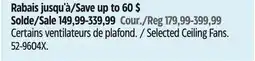 Canadian Tire NOMA Selected Ceiling Fans offer