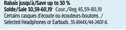 Canadian Tire Selected Headphones or Earbuds offer