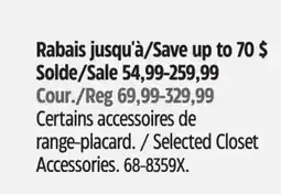 Canadian Tire Selected Closet Accessories offer