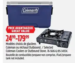 Canadian Tire Coleman Coolers or Outbound Stove offer