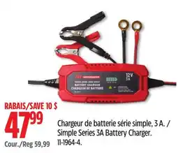 Canadian Tire MotoMaster Simple Series 3A Battery Charger offer