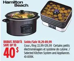 Canadian Tire Hamilton Beach Selected Kitchen System and Appliances offer