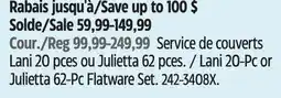 Canadian Tire Henckels Lani 20-Pc or Julietta 62-Pc Flatware Set offer