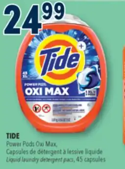 Familiprix TIDE, Power Pods Oxi Max, Liquid laundry detergent pacs, 45 capsules offer