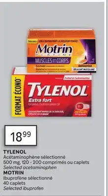 Brunet TYLENOL Acétaminophène sélectionné, MOTRIN Ibuprofène sélectionné offer