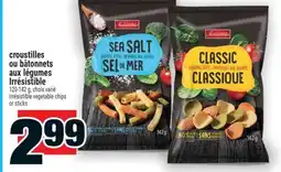 Super C CROUSTILLES OU BÂTONNETS AUX LÉGUMES IRRÉSISTIBLE | IRRÉSISTIBLE VEGETABLE CHIPS OR STICKS offer