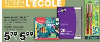 Brunet PILOT, MAPED, HILROY Stylos, papier et crayons de couleur sélectionnés offer