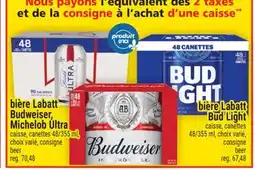 Super C bière Labatt Budweiser, Michelob Ultra caisse | beer, canettes offer