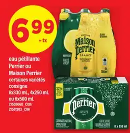 Maxi EAU PÉTILLANTE PERRIER OU MAISON PERRIER, 8X330 ML, 4X250 ML OU 6X500 ML offer