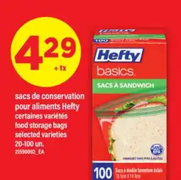 Maxi SACS DE CONSERVATION POUR ALIMENTS HEFTY / FOOD STORAGE BAGS, 20-100 UN offer