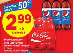 Maxi BOISSONS GAZEUSES COCA-COLA OU PEPSI, 6 x 710 mL offer