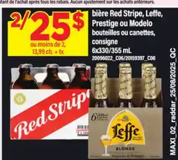 Maxi BIÈRE RED STRIPE, LEFFE, PRESTIGE OU MODELO, 6X330/355 ML offer