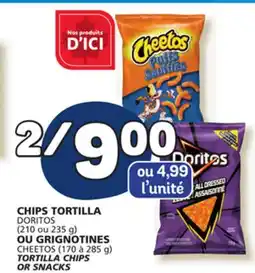 Marché Bonichoix DORITOS (210 or 235 g) CHEETOS (170 to 285 g) TORTILLA CHIPS OR SNACKS offer