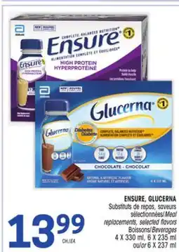 Uniprix ENSURE, GLUCERNA Substituts de repas, saveurs sélectionnées/Meal replacements, selected flavors offer