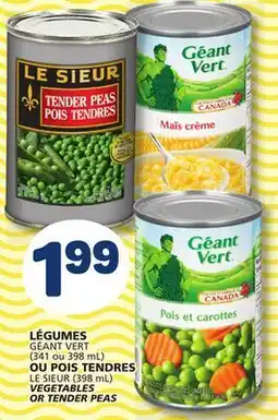 Marché Bonichoix GÉANT VERT (341 OR 398 mL) OR LE SIEUR (398 mL) VEGETABLES OR TENDER PEAS offer
