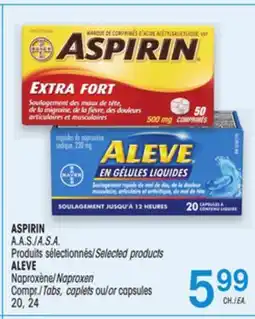 Uniprix ASPIRIN A.A.S.Produits sélectionnés/A.S.A. Selected products, ALEVE Naproxène/Naproxen offer