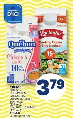Marché Bonichoix QUÉBON, LACTANTIA OR SEALTEST 35% M.G. (237 mL), 5%, 10%, 15% M.G. (473 mL) CREAM offer