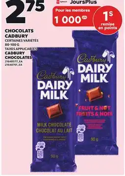Provigo CHOCOLATS CADBURY, 80-100 G offer