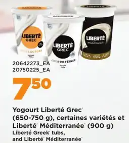 Provigo YOGOURT LIBERTÉ GREC (650-750 G), LIBERTÉ MÉDITERRANÉE (900 G) offer