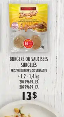 Provigo BURGERS OU SAUCISSES SURGELÉS, 1,2 - 1,4 kg offer