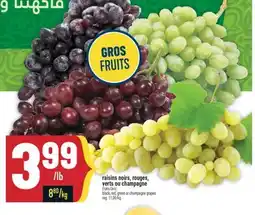 Marché Adonis RAISINS NOIRS, ROUGES, VERTS OU CHAMPAGNE | BLACK, RED, GREEN OR CHAMPAGNE GRAPES offer