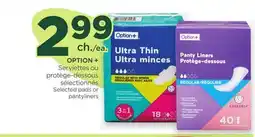 Proxim OPTION + Selected pads or pantyliners offer
