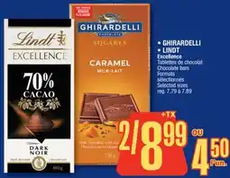 Jean Coutu GHIRARDELLI, LINDT Excellence Chocolate bars Selected sizes offer