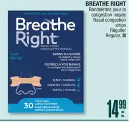 Jean Coutu BREATHE RIGHT Nasal congestion strips offer