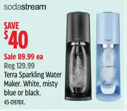 Canadian Tire Sodastream terra sparkling water maker. white, misty blue or black offer
