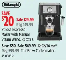 Canadian Tire DeLonghi stilosa espresso maker with manual steam wand offer