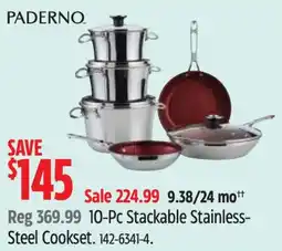 Canadian Tire Paderno stackable stainless- steel cookset offer
