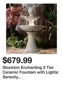 Wayfair Stockton Enchanting 2 Tier Ceramic Fountain with Lights: Serenity in Every Cascade offer