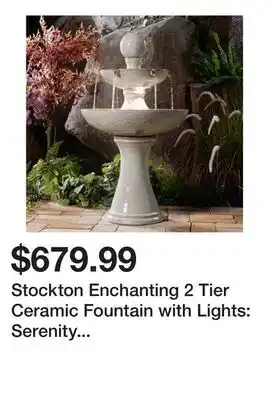 Wayfair Stockton Enchanting 2 Tier Ceramic Fountain with Lights: Serenity in Every Cascade offer
