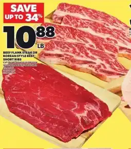Loblaws Beef flank steak or korean style beef short ribs offer