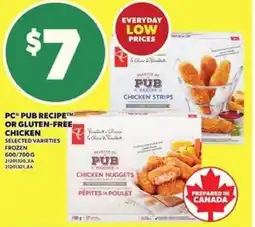 Loblaws PC pub recipe or gluten-free chicken offer