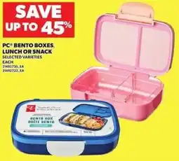 Loblaws PC bento boxes and lunch or snack offer