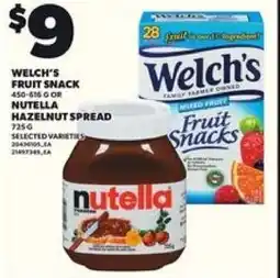 Loblaws Welch's fruit snack or nutella hazelnut spread offer