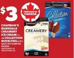 Loblaws Chapman's markdale creamery ice cream or collection novelties offer