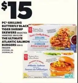 Loblaws PC grilling butterfly black tiger shrimp skewers offer