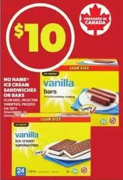 Loblaws No name ice cream sandwiches or bars offer