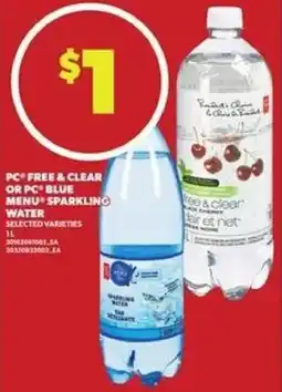 Loblaws PC free & clear or pc blue menu sparkling water offer