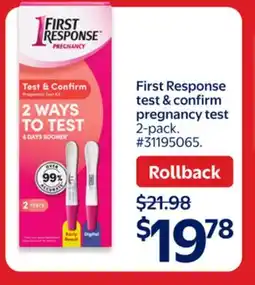 Walmart First Response test & confirm pregnancy test offer