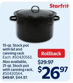 Walmart 13-qt. Stock pot with lid and canning rack offer