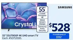 Walmart SAMSUNG 5555U7900F 4K UHD smart TV offer
