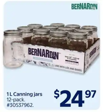 Walmart Bernardin 1L Canning Jars offer