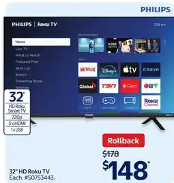 Walmart 32 HD Roku TV offer
