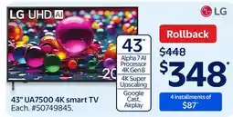 Walmart 43 UA7500 4K smart TV offer