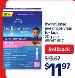 Walmart hydraSense eye drops vials for kids offer