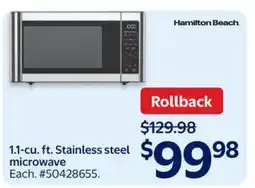 Walmart 1.1-cu. ft. Stainless steel microwave offer